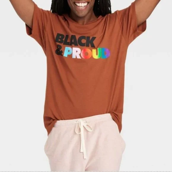 Pride Black & Proud Short Sleeve Graphic T-Shirt Brown Unisex XLarge - Picture 1 of 6